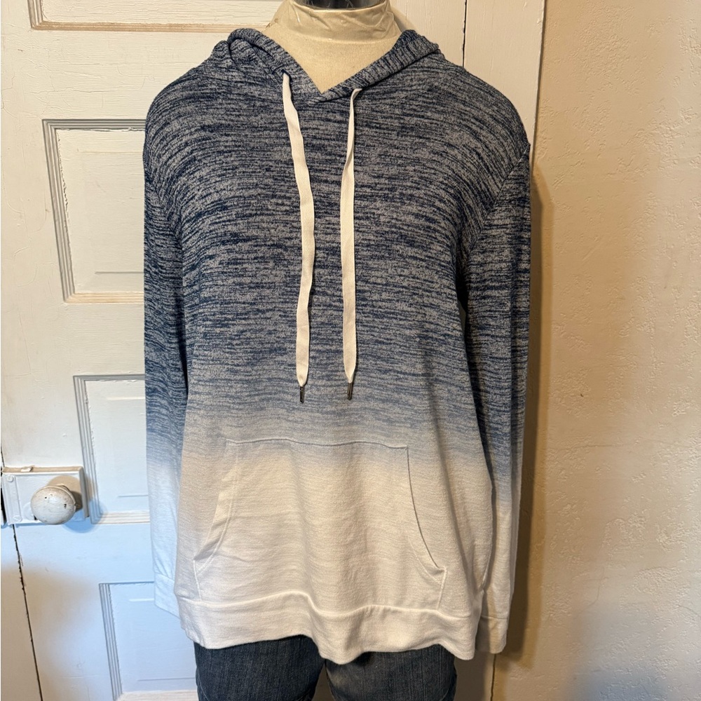 Blue and White Gradient Sweatshirt with Pullover Design